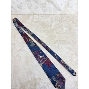 Wembley Mens Vintage Abstract Mosaic Geometric Necktie Blue Purple Gold USA Made